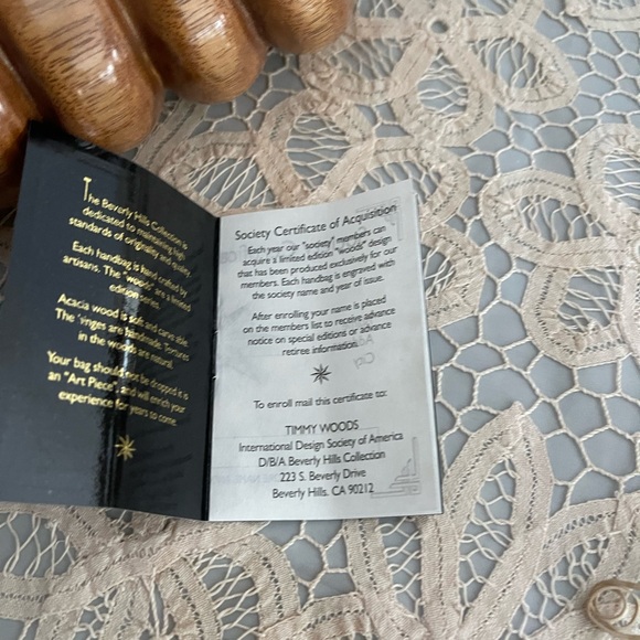 Timmy Woods of Beverly Hills wood bag 9”x9” - Picture 2 of 5